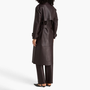 <b>Women's</b> Large Size Genuine Leather <b>Coat</b> Sheepskin Lace-Up Trench Jacket Waterproof Long Leather <b>Coats</b> <b>For</b> Winter & <b>Spring</b> - Product Image 4
