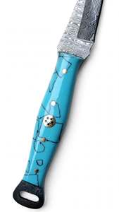 Handcrafted Damascus Steel Precision Detail Utility Knife Turquoise Resin Handle <b>Craft</b> <b>Tool</b> - Product Image 2
