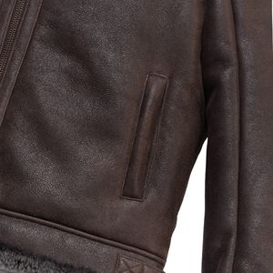 <b>Men</b>’s Espresso Brown Color <b>Shearling</b> Leather <b>Jacket</b> Genuine Sheepskin Winter Coat - Product Image 6
