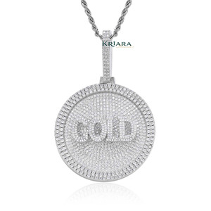 Pendentif lettre en or avec diamant de laboratoire, argent 925 plaqué rhodium, taille brillant rond, unisexe, breloque de luxe - Product Image 1