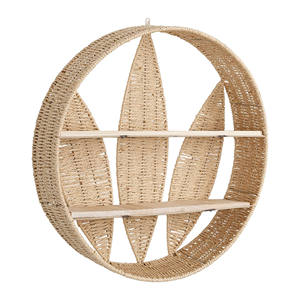 Wholesale seagrass <b>wall</b> <b>shelf</b> kid custom woven round flower <b>floating</b> <b>shelf</b> nursery room storage rack wicker <b>wall</b> decorations - Product Image 4