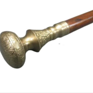 Bâtons de marche rustiques modernes en bois naturel écologique avec poignée en laiton poli, idéaux pour les cadeaux - Product Image 1