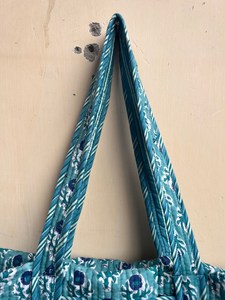 Vente chaude main bloc impression tissu coton matelassé sacs fourre-tout pour dames sacs de voyage sacs de plage - Product Image 6