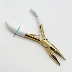 Professional Stainless Steel Hair <b>Extension</b> <b>Beads</b> Plier Strong Hold Gold Plated White Grip Handle Custom Brand Name ZETOMED PRO - Product Image 1