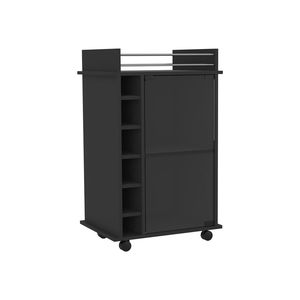 Carrello Bar a Due Ripiani Baltimore, Finitura Nero Wengue con Porta in Vetro, Sei Scomparti per Vino, per Set di Servizio Bevande - Product Image 5