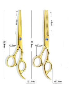 Ciseaux de cheveux professionnels Ciseaux de coiffure de 6 pouces pour une utilisation en salon Ciseaux en acier inoxydable personnalisés OEM plaqués or - Product Image 2