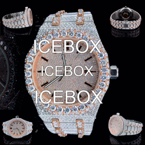 Montre de luxe Hip Hop en acier inoxydable avec cadran en verre, diamants Moissanite glacés, étanche 10 bars, bracelet à fermoir, design personnalisé - Product Image 5