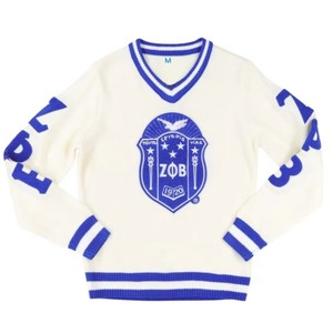 Suéter con cuello en V para hermandades, jersey de punto con cuello en V Zeta Phi Beta, venta al por mayor, logotipos personalizados, ropa griega para hermandades - Product Image 1