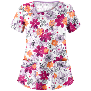 Uniformes Médicos con Estampado Floral, Uniformes de Doctor Unisex, Uniformes de Enfermería - Product Image 5