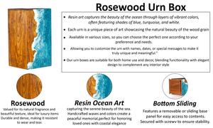 Urna Funeraria Artesanal de Madera de Palisandro con Diseño Marino en Resina - Product Image 6