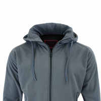 Sweat-shirt à capuche unisexe gris uni zippé, coupe classique, 100 % coton French Terry, décontracté, pour l'hiver, avec poches, séchage rapide