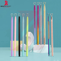 Pousse-cuticules double extrémité en acier inoxydable de qualité médicale, 11 couleurs, pour retirer le vernis, stérilisable, durable et résistant à la rouille