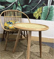 Meilleure vente 2022 table basse ronde en rotin avec tapis de table fait à la main