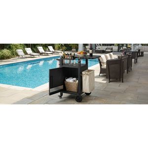 K K 33.9\" Outdoor Stainless Steel Top Grill Cart with Drop Leaf Metal Bar Cart <b>Pizza</b> Oven <b>Table</b> Wheels for BBQ Grills - Product Image 2