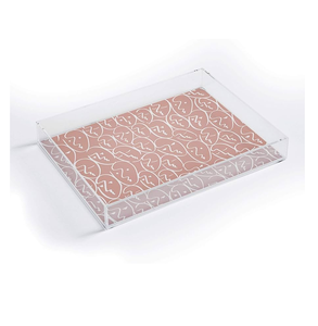 Elegant Flower Printed Acrylic Serving Storage Tray For Serving Beverages Snacks Breakfast Organizer Platter For <b>Coffee</b> <b>Table</b> - Product Image 2
