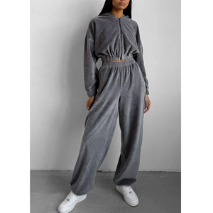High Quality Customized Casual Comfort Vintage Zipper <b>Women</b> Sweatshirt <b>Set</b> Sports Slim Fit Tops Coat Fashion <b>Women</b> Casual Suit - Product Image 2