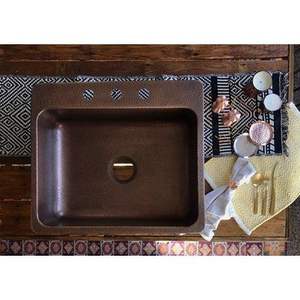 Évier en cuivre rustique moderne, évier de cuisine en cuivre martelé à poser, évier de salle de bain carré en cuivre fait main, finition patine antique - Product Image 4