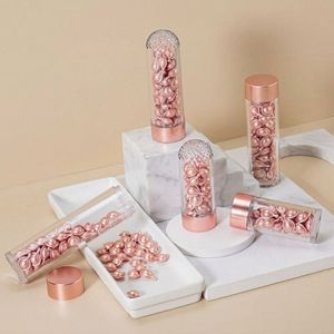 Wholesale Round Transparent PET Vitamin Capsule Tube with Rose Gold Screw Cap for Medicine Softgel Packaging Vietnam Factory - Product Image 2