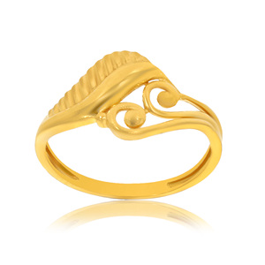 Anillo de Plata con Acabado Dorado Premium, Diseño Abstracto de Pluma y Doble Espiral para Mujer, Joyería de Diseño Contemporáneo - Product Image 1