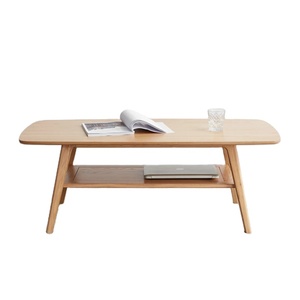 Lineage Corporation's Dulcio Coffee Table Mesa de salón de madera natural con estante de almacenamiento sala de estar y dormitorio - Product Image 6