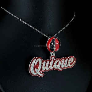 Personalizado rojo VVS Moissanite Logo colgante helado brillante corte diamante 925 Plata oro chapado Hip Hop letra esmalte colgante fiestas - Product Image 4