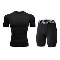 Ensemble de sous-vêtements de compression pour homme, haute visibilité, manches courtes, protection anti-UV, vêtements de sport professionnels