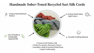 ริบบิ้นไหมซารีรีไซเคิลสีอ่อนพรีเมียม สายไหมย้อมสีพาสเทลเป็นมิตรกับสิ่งแวดล้อม สำหรับงานถักมือ งานประดิษฐ์เครื่องประดับสไตล์โบโฮ - Product Image 6