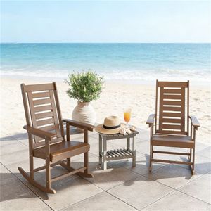 Set di 2 Sedie a Dondolo Marroni per Esterni, Ideali per Terrazze - Product Image 1