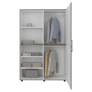 Armadio Eco High a Una Porta, Compatto, Bianco Mogano, per Camera da Letto, con Asta Appendiabiti e Ripiani Interni - Product Image 4