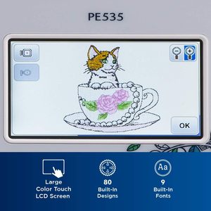 เครื่องปักผ้า PE535 พร้อมลายปักในตัว 80 แบบ ตัวอักษร 9 แบบ และพื้นที่ปักขนาด 4" x 4" - Product Image 5