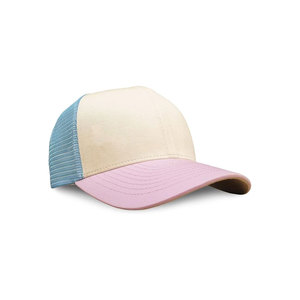 Casquette Trucker 6 Panneaux en Tissu Mesh Bleu Crème Rose Unisexe Réglable Décontractée - Product Image 1
