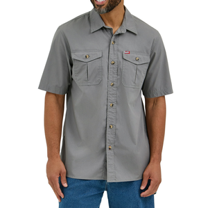 Chemise en twill pour homme, coupe classique, logo personnalisé, été, OEM ODM, manches courtes, 55% coton, 43% polyester, 2% élasthanne, fermeture boutonnée - Product Image 1