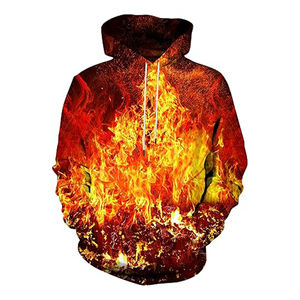 Sudadera con Capucha para Hombre, Precio al por Mayor, Estampado de Llamas, Corte Regular, Sublimación, Poliéster, Ropa Casual de Otoño - Product Image 1