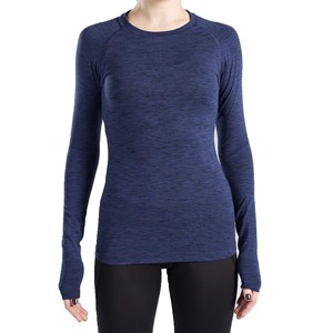 Women's Long Sleeve O-Neck Knitted T-<b>Shirt</b> Solid Color Quick Dry Sporty Style Slim Fit <b>100</b>% <b>Polyester</b> - Product Image 1