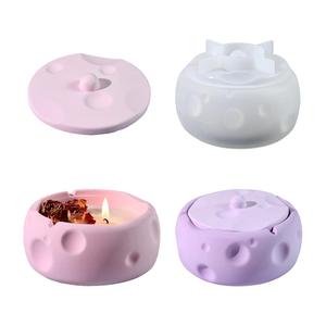 Round Cheese Storage Box Aromatherapy Candle Ashtray Gypsum <b>Resin</b> Candle <b>Silicone</b> Mold - Product Image 5