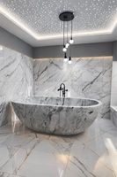 Baignoire autoportante en marbre massif de style européen, écologique, avec drain anti-cheveux pour appartement, villa, intérieur
