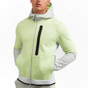 Nouvel ensemble de jogging deux pièces 2026 haut de gamme personnalisé avec logo, en molleton technique de coton, comprenant un sweat à capuche zippé et un pantalon de jogging, idéal pour le streetwear et le sport. - Product Image 3