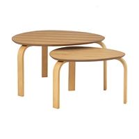 Juego de Mesas de Centro Minimalistas Modernas con Acabado en Roble Natural, Diseño para Sala de Estar y Apartamento