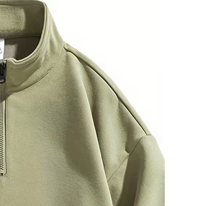 Unisex Men's Women's Half Zip Sweatshirt Oversized Fit Plain Grey <b>Mock</b> <b>Neck</b> Fleece Streetwear Cotton Casual <b>Top</b> - Product Image 4