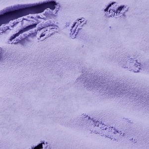 Sweat à capuche surdimensionné pour homme, violet, effet usé, en molleton French Terry, design découpé, streetwear, sweats à capuche usés - Product Image 5