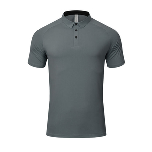 Men's Navy Blue Short Sleeve Polo Shirt Regular Fit Casual Solid Color Woven Fabric - Product Image 2