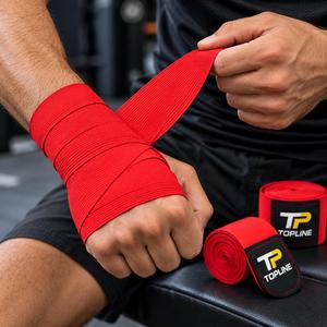 Bandes de maintien pour les mains Topline Red, réglables, avec support de poignet et protection de la paume, fermeture auto-agrippante, équipement de musculation pour hommes - Product Image 1