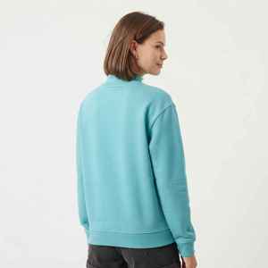Sweat-shirt à col montant turquoise pour femme, coupe décontractée, manches longues, imprimé lettres - Product Image 2