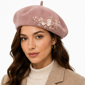 Merino Wool <b>Beret</b> Hat Comfortable Felt Fashion Hat with Fine Embroidery for Daily Wear Holiday and Outdoor Use - Product Image 2