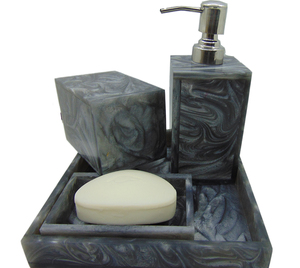 Polyresin 4 Pieces <b>Bathroom</b> <b>Set</b>-<b>Dispenser</b> Toothbrush Holder, Tumbler & <b>Soap</b> Dish - Product Image 2