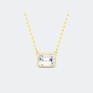 Collier solitaire serti de diamants de laboratoire taille émeraude 0,50 CTW |   Bijoux raffinés intemporels pour un usage quotidien - Product Image 1