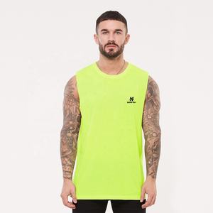 Custom Logo Sleeveless Gym Workout Tank <b>Top</b> <b>Vest</b> for Men Streetwear Deep Arm Hole Stringer in Parrot <b>Green</b> Casual Knitted Style - Product Image 1