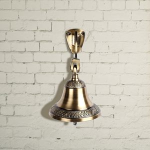 Cloche murale en laiton antique avec support décoratif, cloche de porte artisanale vintage pour la maison, le temple et la décoration de jardin - Product Image 2