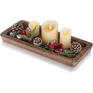 Bandeja Rectangular de Madera Hecha a Mano de Primera Calidad para Servir Alimentos y Bebidas, Bandeja de Madera Natural para Desayuno, Té, Café, Bocadillos - Product Image 2