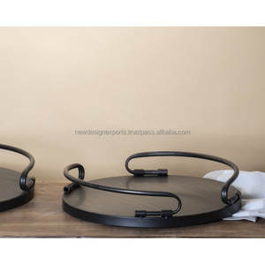 Plateau décoratif rond en métal de qualité supérieure de 14 pouces petit artisanat - Product Image 4